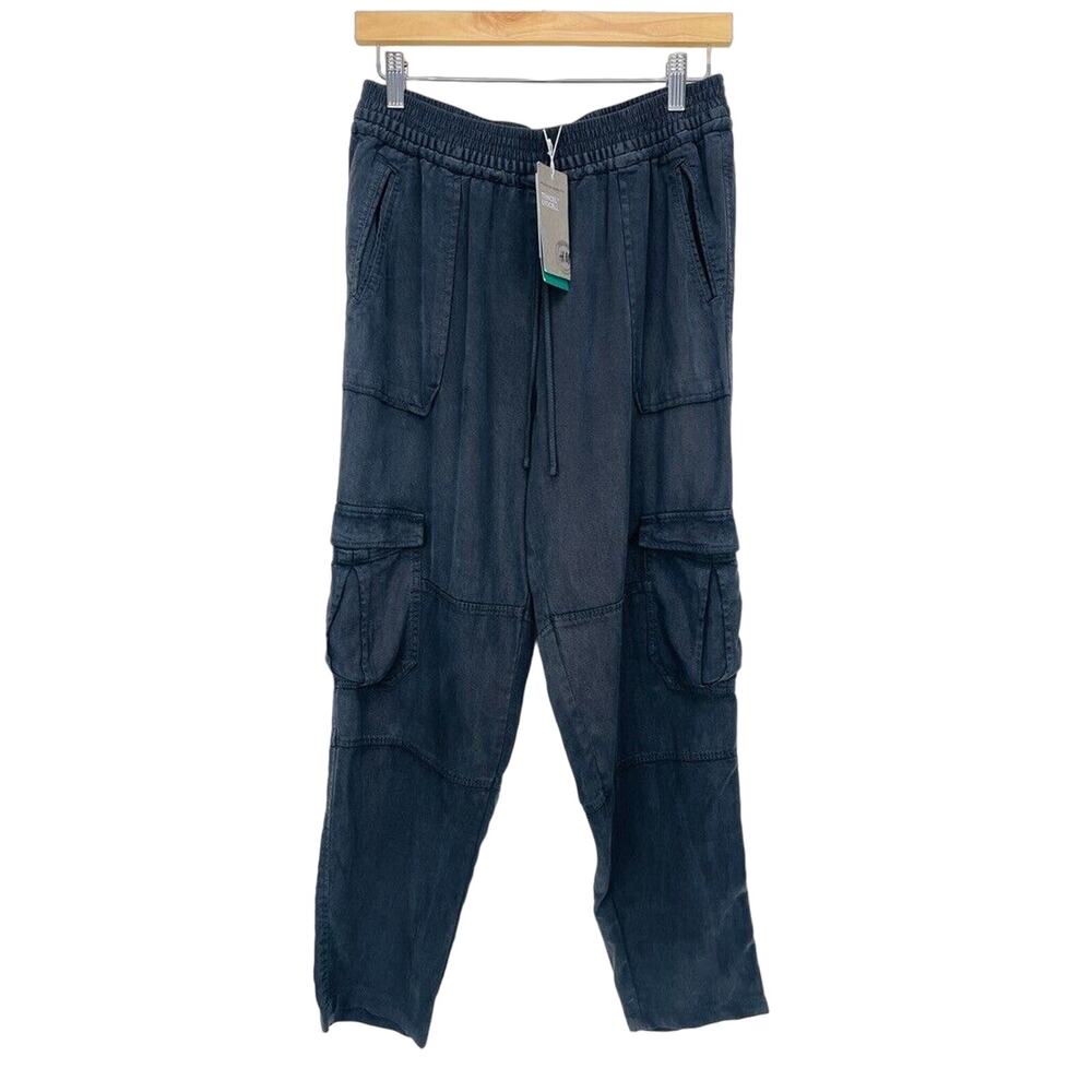 NWT H&M Cargo High Rise Pull On Pant Womens 6 Gray Stone Wash Lyocell Relaxed - Picture 2 of 11